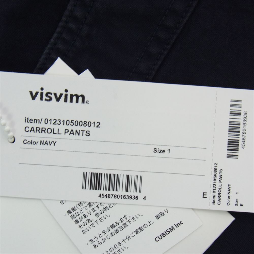 VISVIM ビズビム 23SS 0123105008012 CARROLL PANTS キャロルパンツ NAVY ネイビー ネイビー系 1【中古】