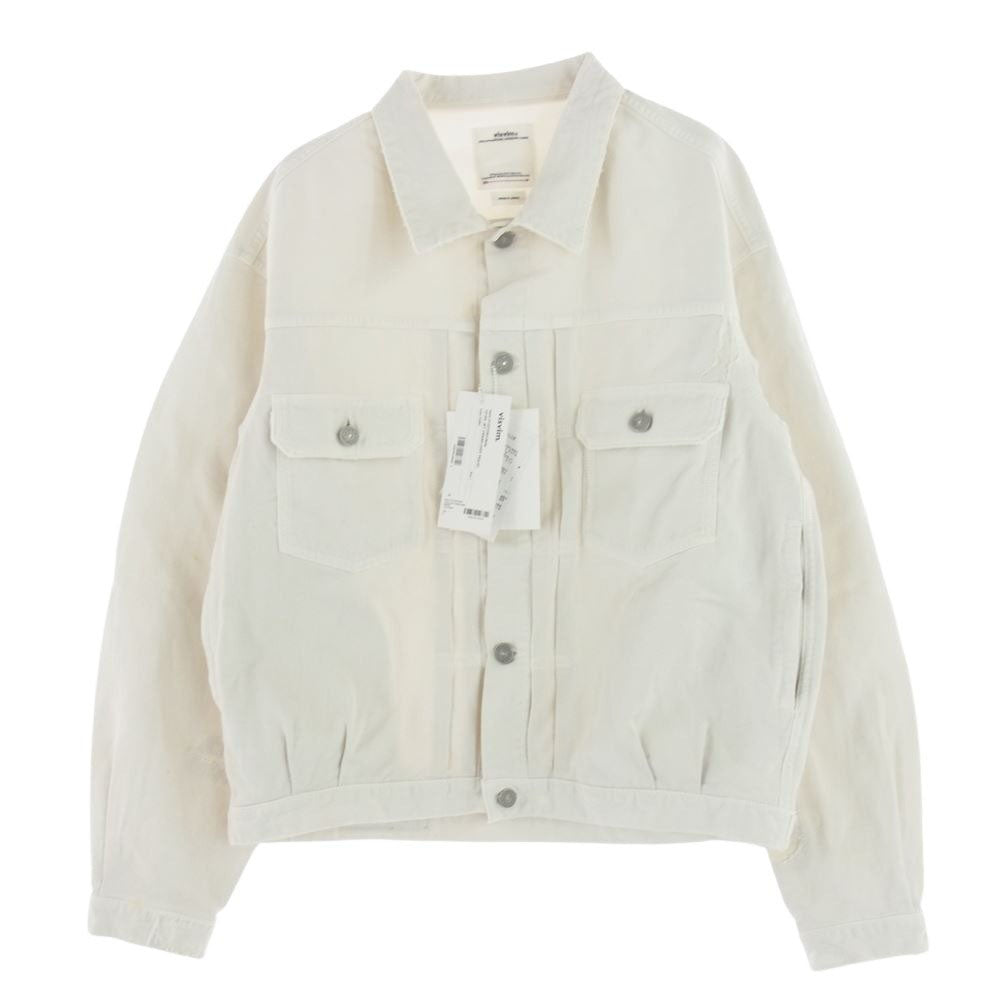 VISVIM ビズビム 22SS 0122105013024 101XX JKT CRASH DRY PIQUE ダメージ加工 ガーメントダイ コットンピケ デニムジャケット ホワイト系 1【美品】【中古】