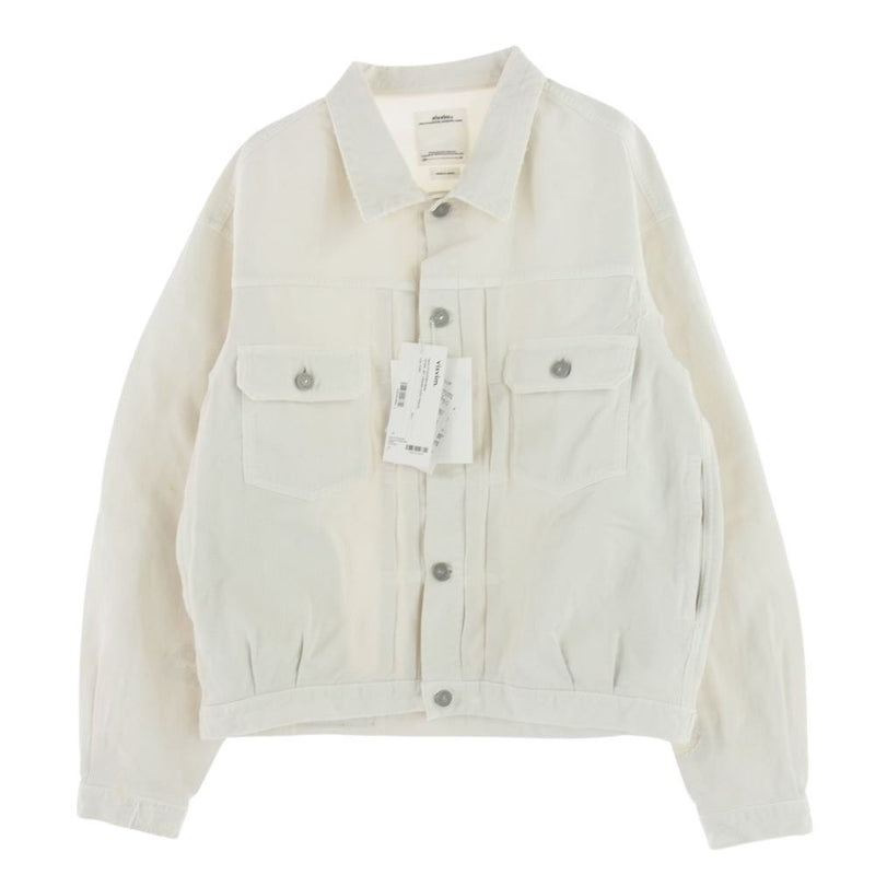 VISVIM ビズビム 22SS 0122105013024 101XX JKT CRASH DRY PIQUE ダメージ加工 ガーメントダイ コットンピケ デニムジャケット ホワイト系 1【美品】【中古】