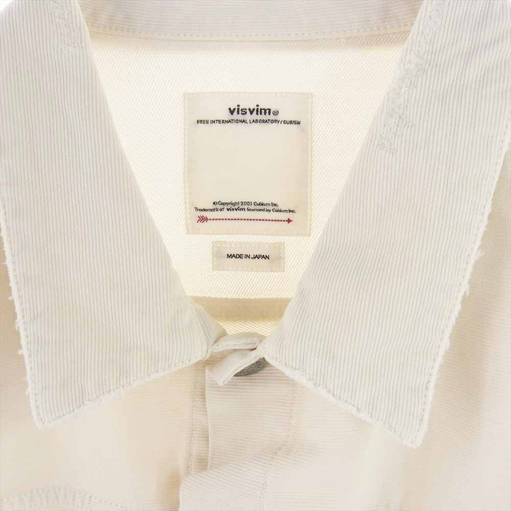 VISVIM ビズビム 22SS 0122105013024 101XX JKT CRASH DRY PIQUE ダメージ加工 ガーメントダイ コットンピケ デニムジャケット ホワイト系 1【美品】【中古】
