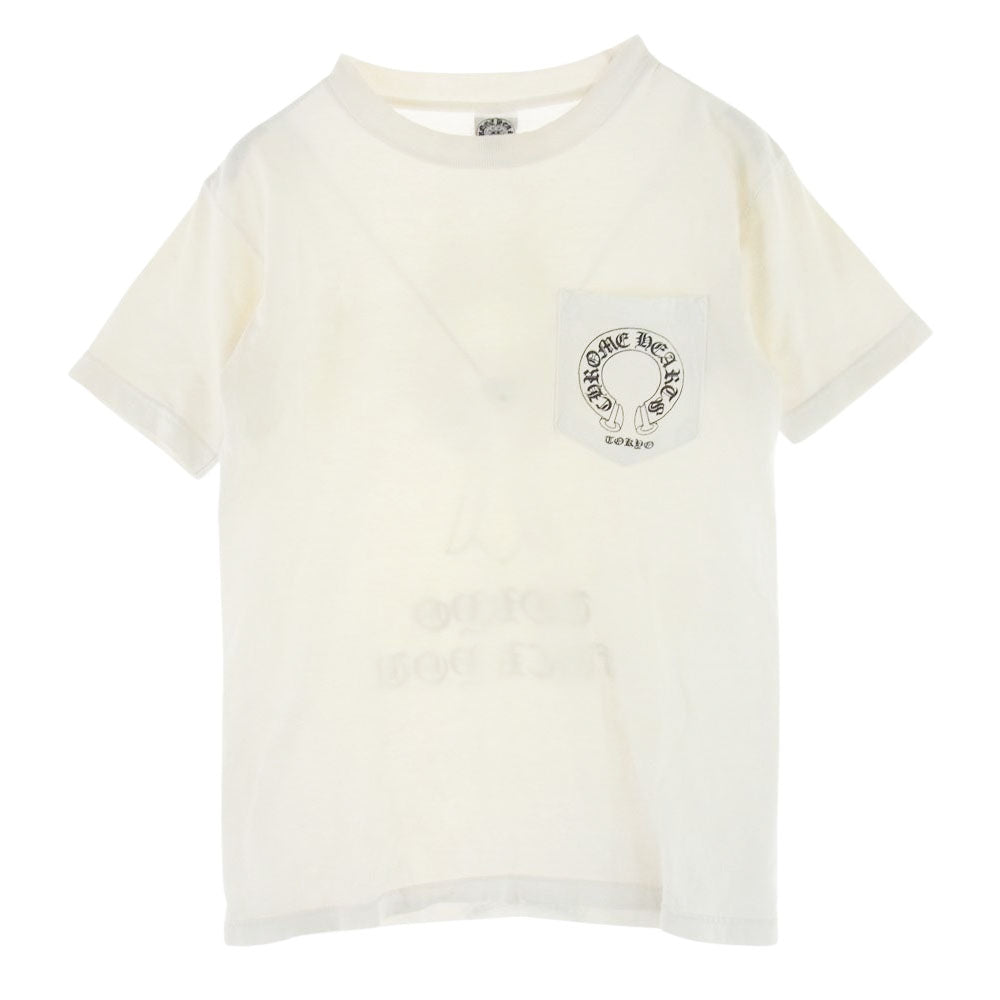 CHROME HEARTS クロムハーツ（原本無） バッククロス ロゴ プリント 半袖 ポケット Tシャツ TOKYO オフホワイト系 S【中古】