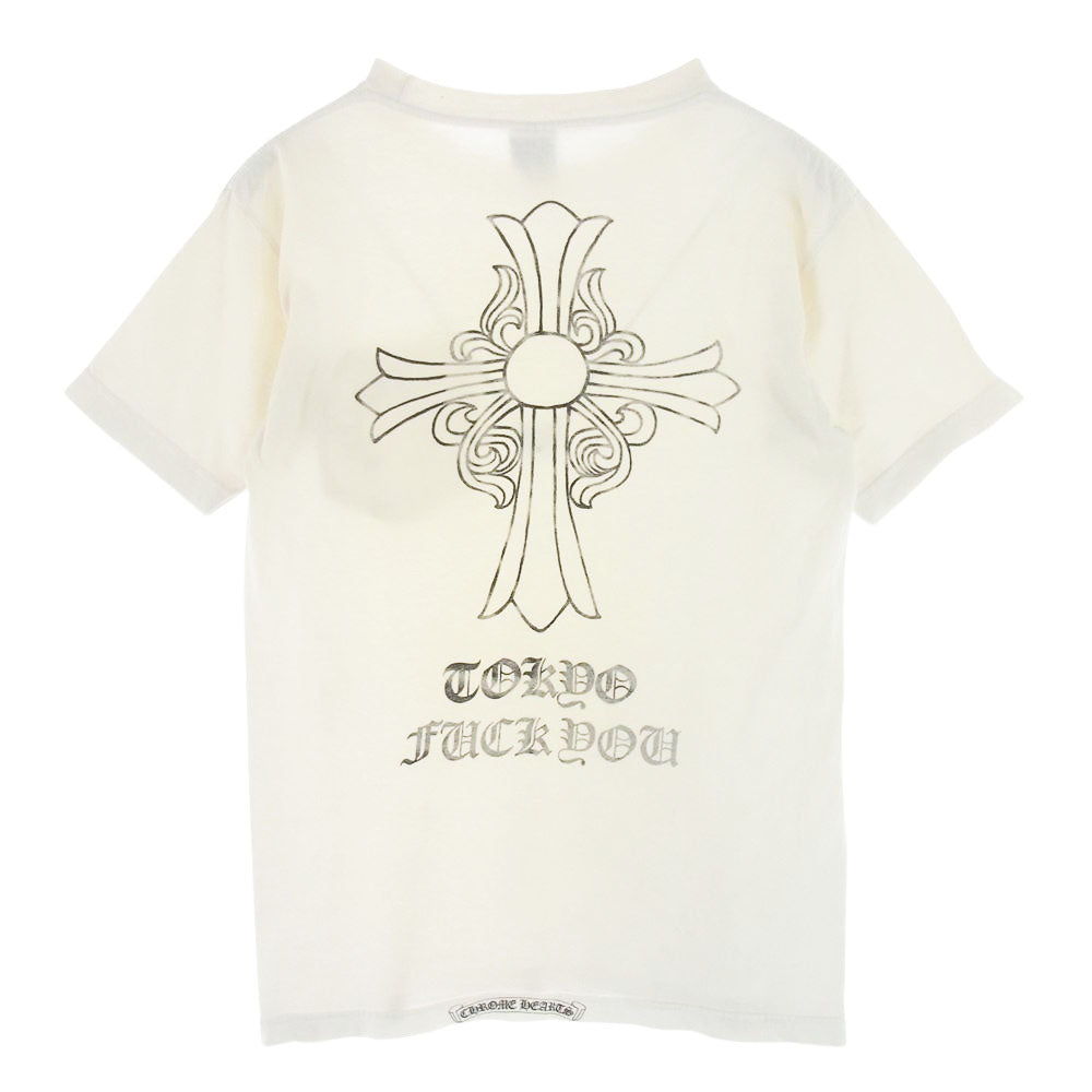 CHROME HEARTS クロムハーツ（原本無） バッククロス ロゴ プリント 半袖 ポケット Tシャツ TOKYO オフホワイト系 S【中古】