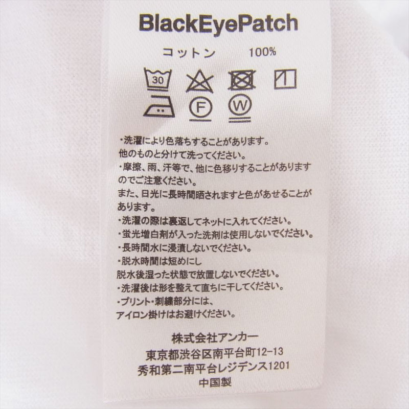 WACKO MARIA ワコマリア THE BLACK EYE PATCH  ブラックアイパッチ 天国東京 取扱注意 半袖 Tシャツ ホワイト系 L【中古】