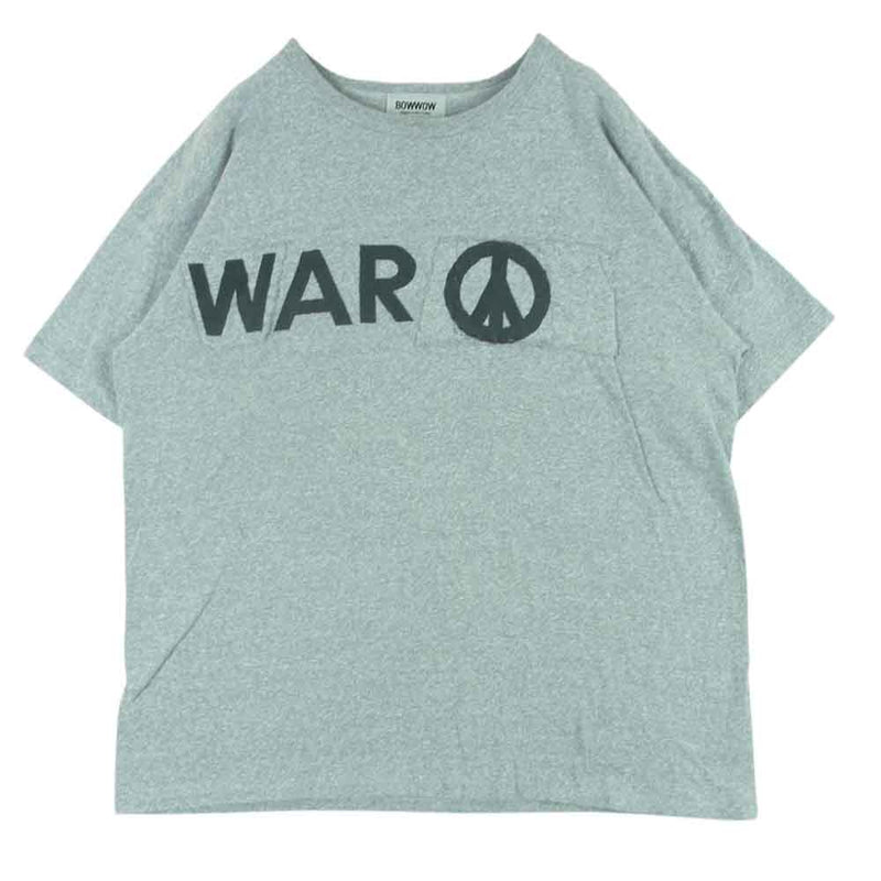 バウワウ WAR PEACE 88/12 TEE  レーヨン混 ロゴ 半袖 Tシャツ コットン 日本製 グレー系 ONE【中古】
