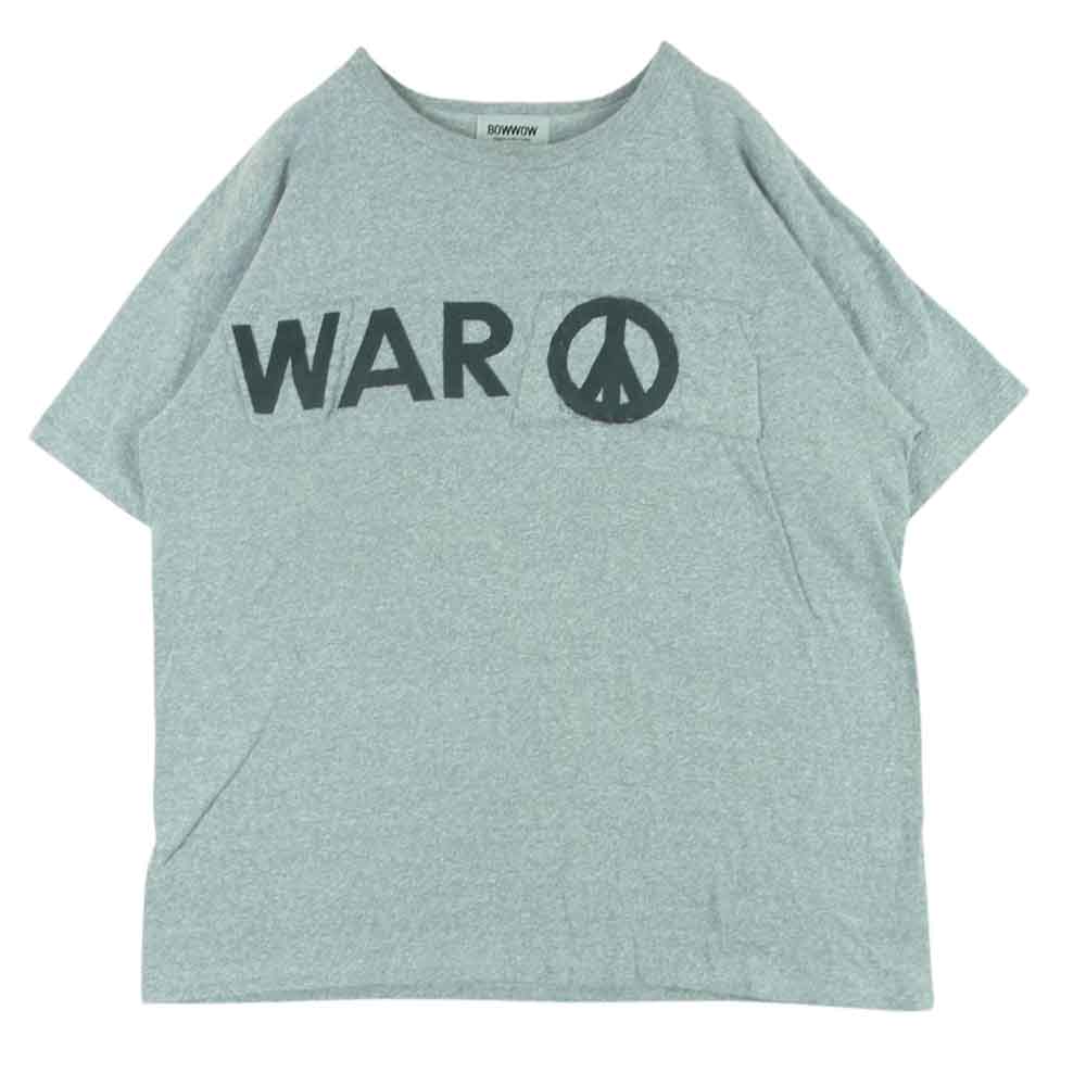 バウワウ WAR PEACE 88/12 TEE  レーヨン混 ロゴ 半袖 Tシャツ コットン 日本製 グレー系 ONE【中古】