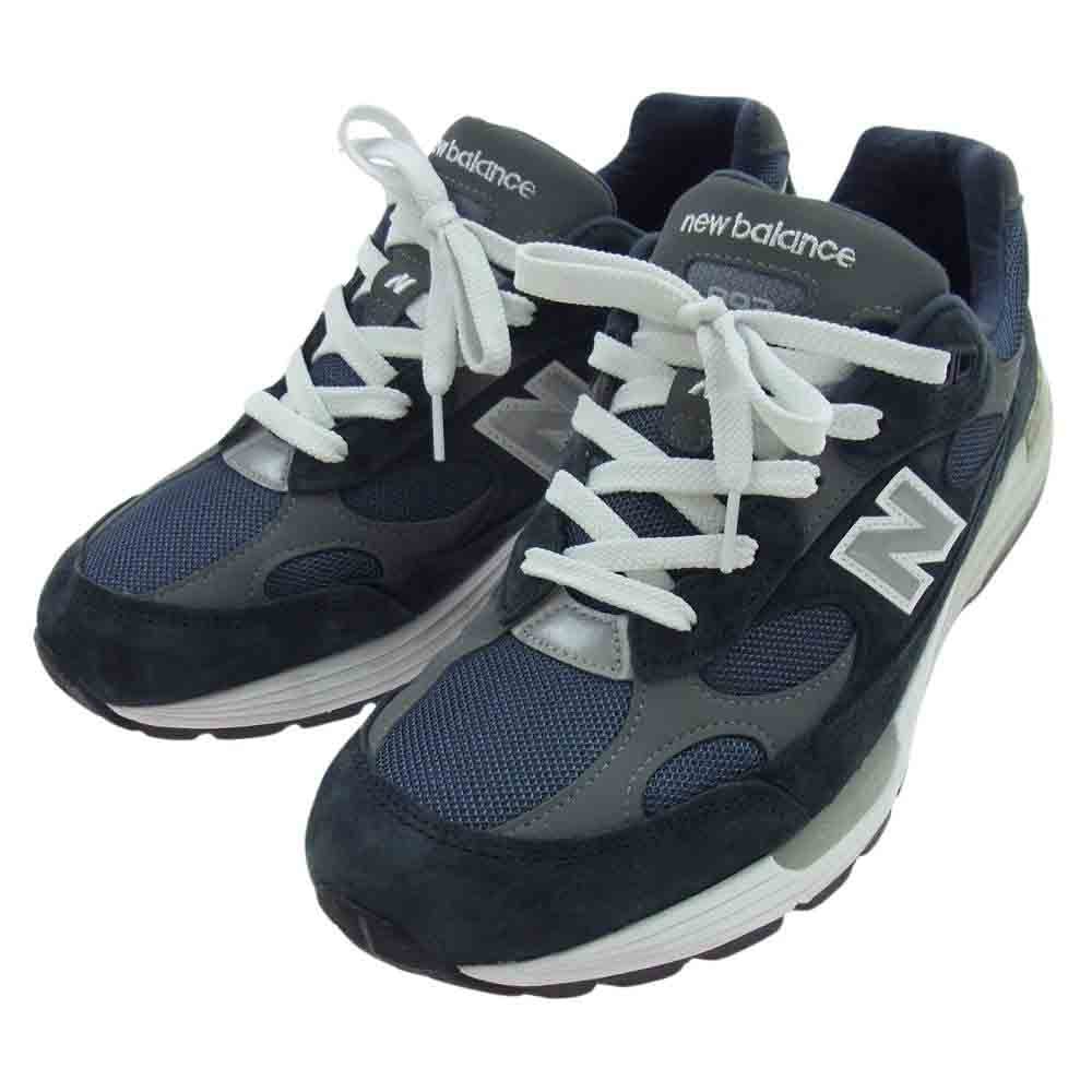 NEW BALANCE ニューバランス M992GG USA製 992 スエード メッシュ ローカット スニーカー  ネイビー系 28cm【中古】