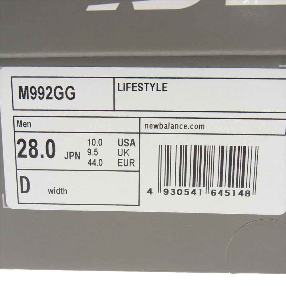 NEW BALANCE ニューバランス M992GG USA製 992 スエード メッシュ ローカット スニーカー  ネイビー系 28cm【中古】