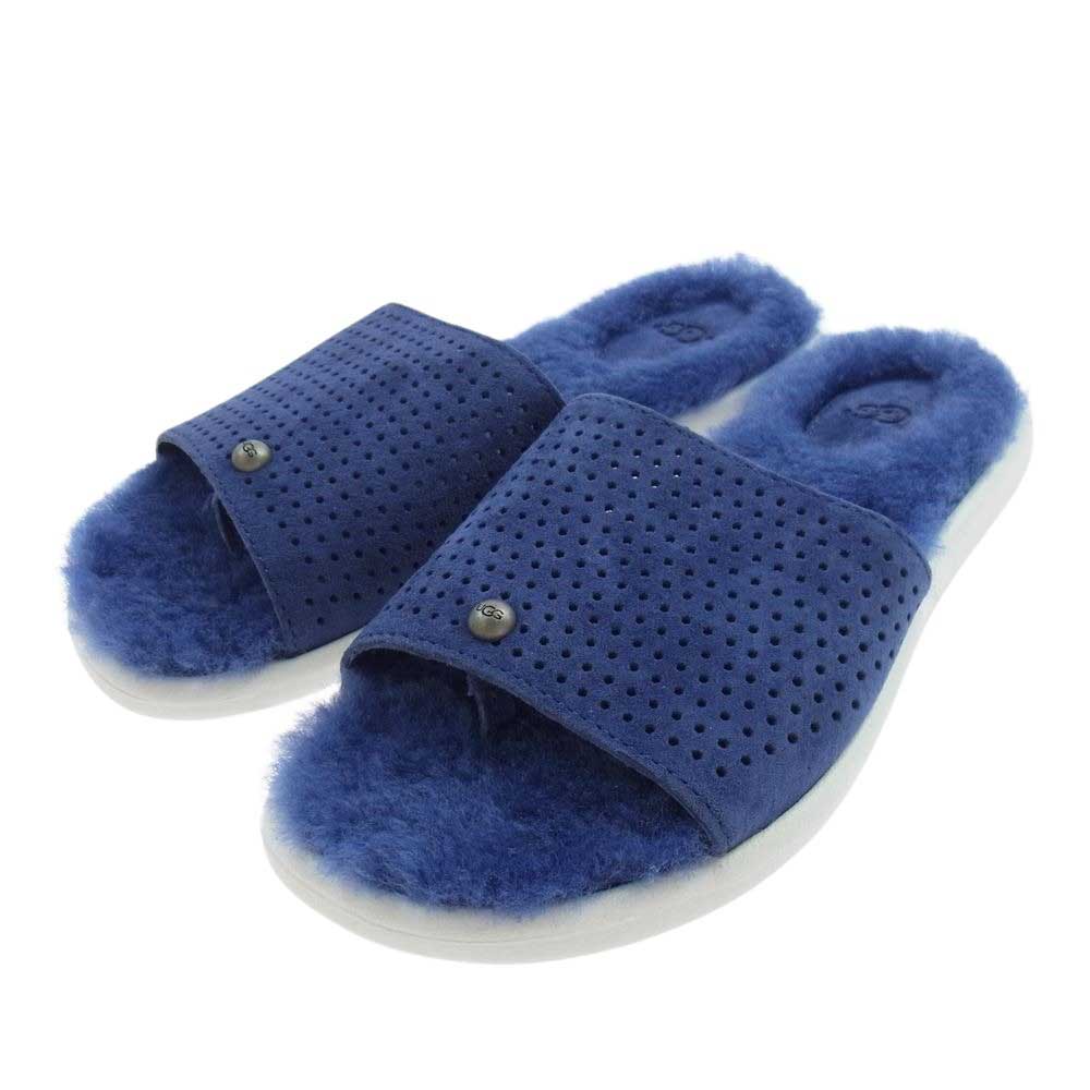 UGG アグ ファー サンダル スリッパ ブルー系 6【中古】