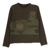 GUCCI グッチ ロゴ刺繍 プリント 長袖 カットソー ロングスリーブ Tシャツ ロンT カーキ系 サイズ表記無【中古】