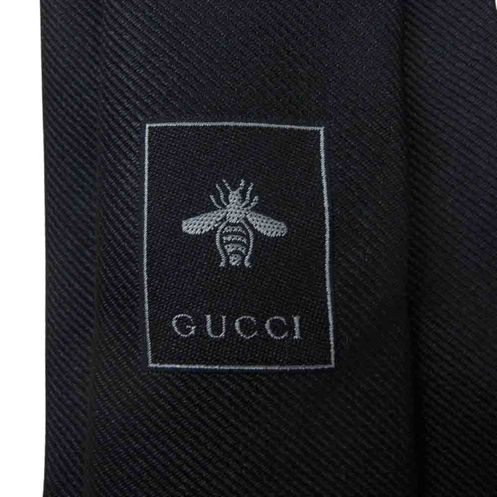 GUCCI グッチ タイガー 刺繍 エンブロイダリー シルク ネクタイ  ブラック系【中古】