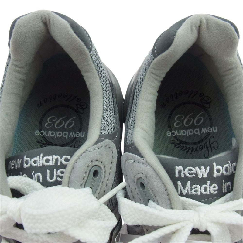 NEW BALANCE ニューバランス MR993GL USA製 993 Gray アメリカ製 スエード ローカット スニーカー グレー系 26cm【新古品】【未使用】【中古】