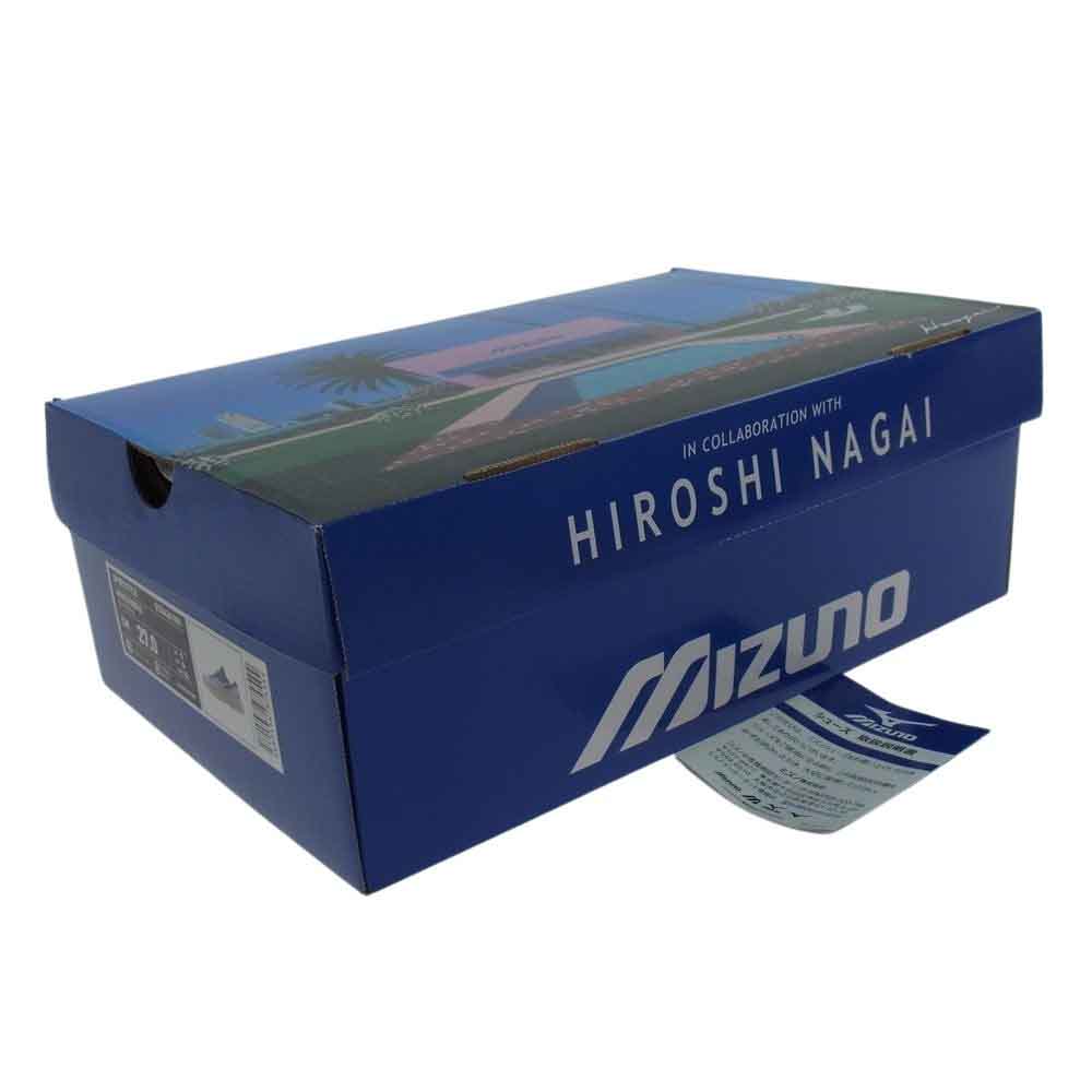 ミズノ D1GA241001 × 永井博  HIROSHI NAGAI ヒロシナガイ WAVE RIDER B ウェーブライター ベータ PACK パック スニーカー ブルー系 グレー系 27cm【中古】