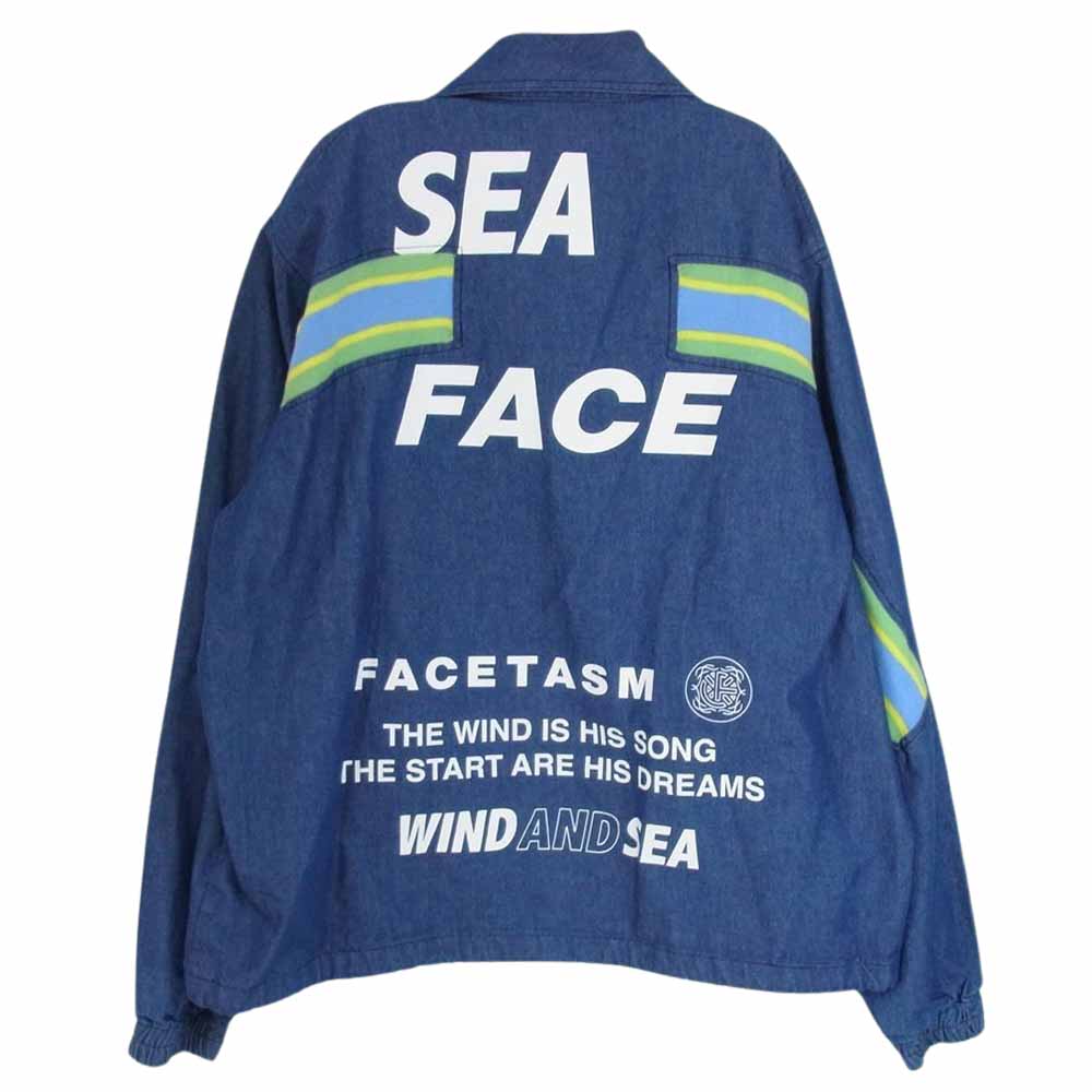 WIND AND SEA ウィンダンシー WDS-JK-U01 × FACETASM ファセッタズム Rib Denim Coach Jacket リブ デニム コーチ ジャケット インディゴブルー系 3【中古】