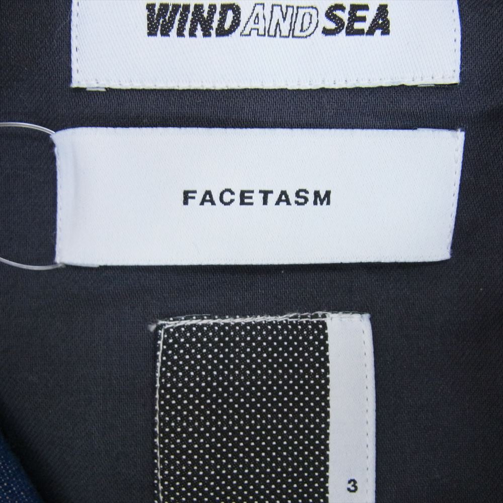 WIND AND SEA ウィンダンシー WDS-JK-U01 × FACETASM ファセッタズム Rib Denim Coach Jacket リブ デニム コーチ ジャケット インディゴブルー系 3【中古】