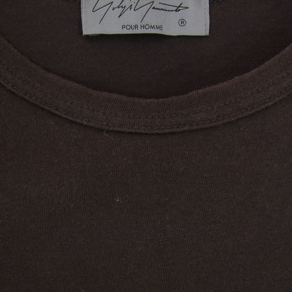 Yohji Yamamoto POUR HOMME ヨウジヤマモトプールオム 21AW HX-T02-070 ULTIMA COTTON ROUND NECK TEE カルティマ天竺 ラウンドネック 新丸首 半袖 Tシャツ チャコール系 3【中古】