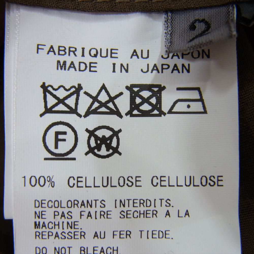 Yohji Yamamoto POUR HOMME ヨウジヤマモトプールオム 21AW HX-B08-200 PRODUCE プロデュース CELLULOSE GARMENT DYE LAWN OPEN COLLAR BLOUS セルロース ガーメントダイ加工 オープンカラー ブラウス 長袖 シャツ ブラウン系 2【中古】