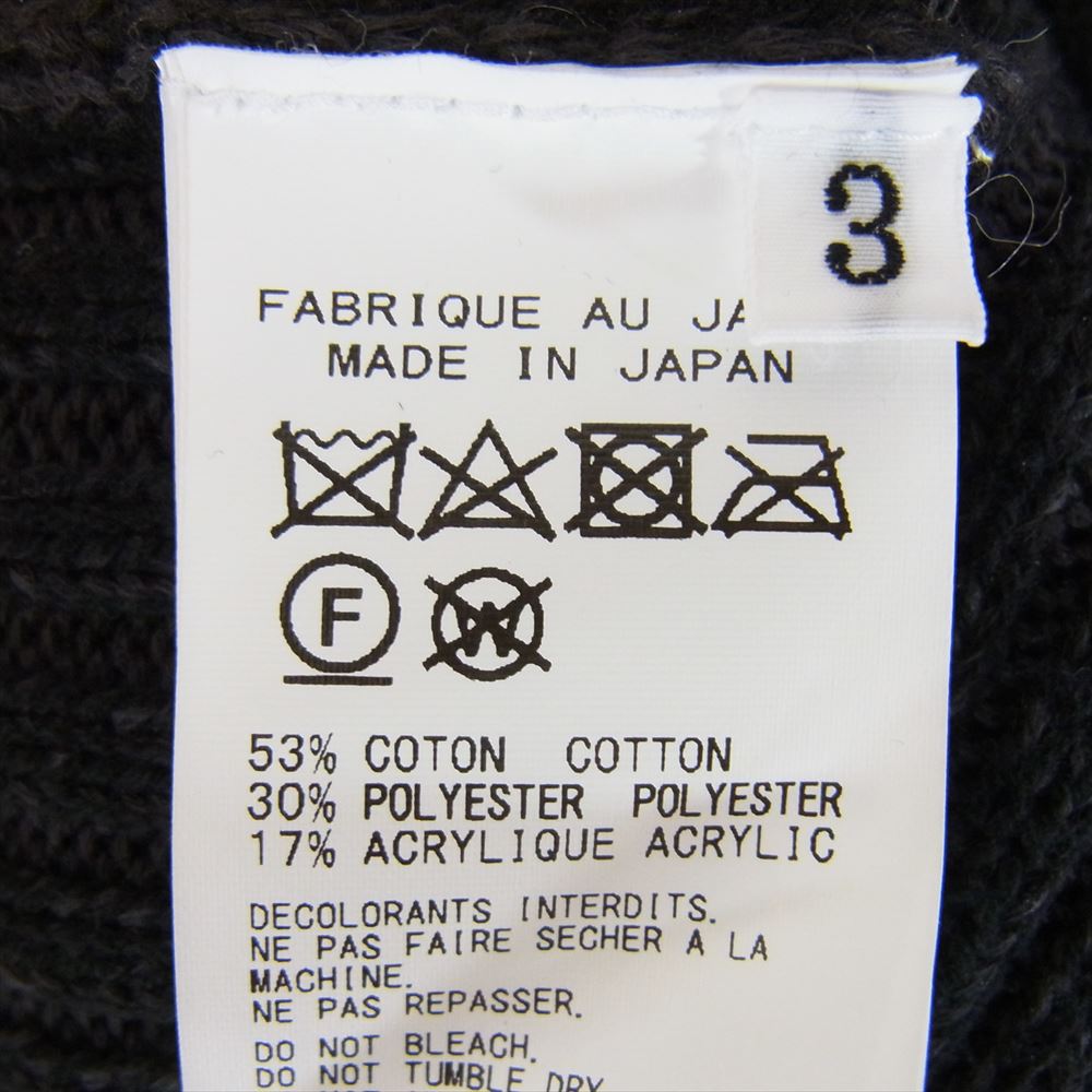 Yohji Yamamoto POUR HOMME ヨウジヤマモトプールオム 23SS HZ-K04-980 変形リブタートル 3D デザイン切替 ニット セーター ブラック系 3【中古】