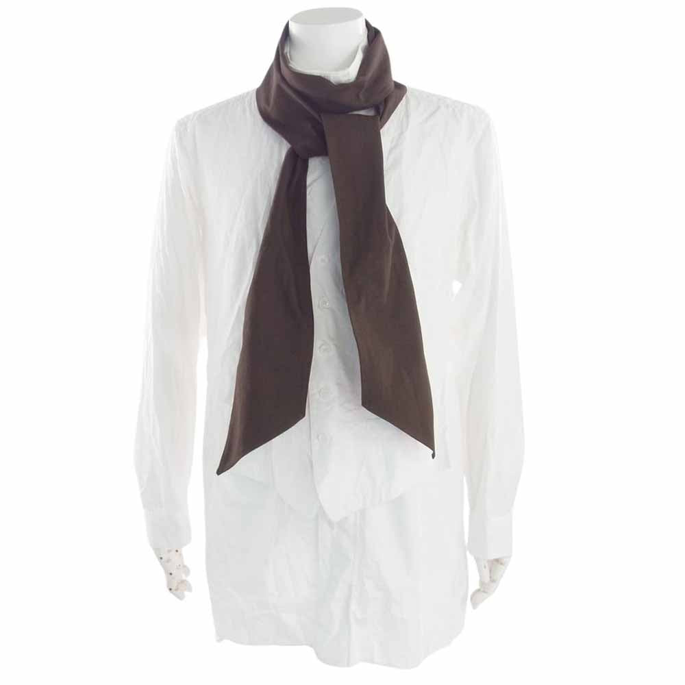 Yohji Yamamoto POUR HOMME ヨウジヤマモトプールオム 22AW HE-B50-520 ベストドッキング ストール付き スタンドカラー 長袖 シャツ ホワイト系 3【中古】