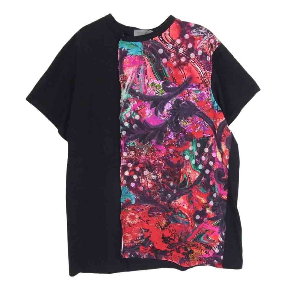 Yohji Yamamoto POUR HOMME ヨウジヤマモトプールオム 23SS HZ-T21-078 パッチワーク柄切替半袖 カットソー Tシャツ ブラック系 3【中古】