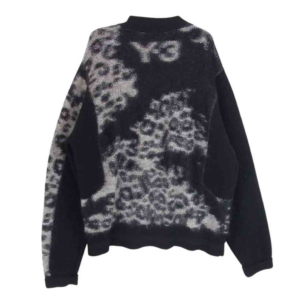 Y-3 Yohji Yamamoto ワイスリー ヨウジヤマモト 22AW HN1976 LEOPARD KNIT CARDIGAN バックロゴ レオパード ニット カーディガン ブラック系 L【中古】
