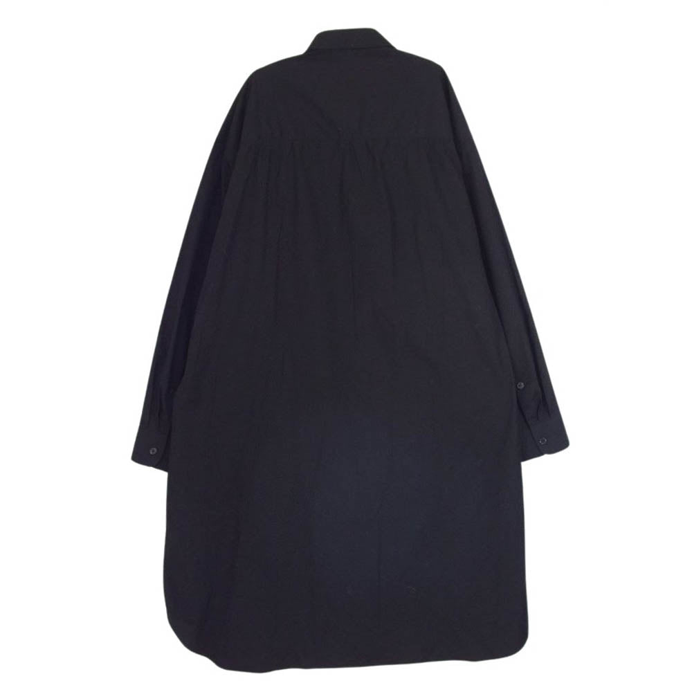 Yohji Yamamoto POUR HOMME ヨウジヤマモトプールオム 23SS HZ-B34-012 100番双糸ブロードビッグシャツ オーバーサイズ 長袖 ロング シャツ ブラック系 3【中古】