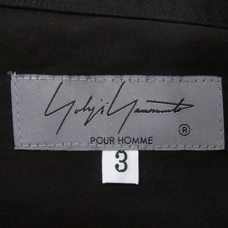 Yohji Yamamoto POUR HOMME ヨウジヤマモトプールオム 23SS HZ-B34-012 100番双糸ブロードビッグシャツ オーバーサイズ 長袖 ロング シャツ ブラック系 3【中古】