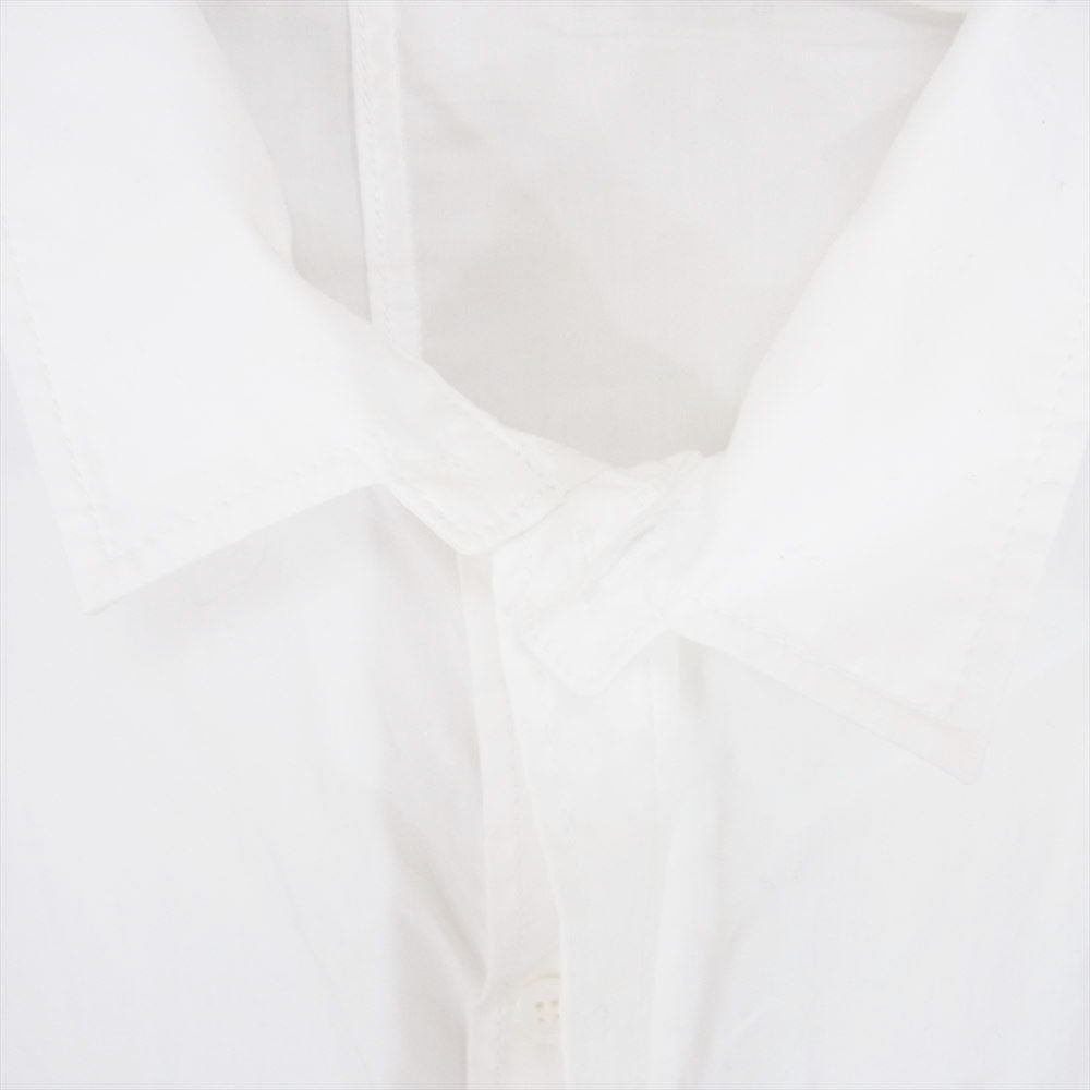 Yohji Yamamoto POUR HOMME ヨウジヤマモトプールオム 23SS HZ-B05-001 CHAIN STITCH BROAD O-HANGING COLLAR CAINSTICH SHIRT チェーンステッチ ブロード タブカラー ロング 長袖 シャツ ホワイト系 4【中古】