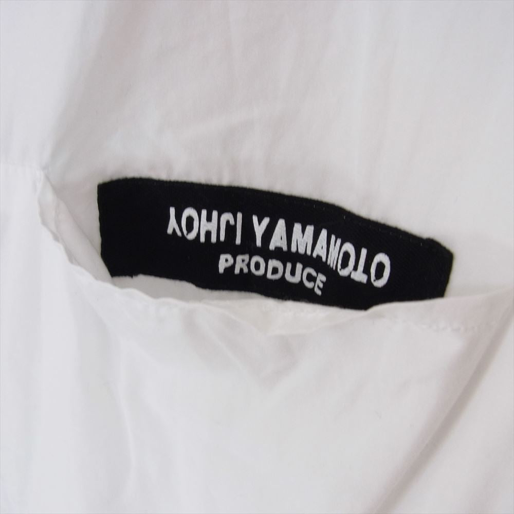 Yohji Yamamoto POUR HOMME ヨウジヤマモトプールオム 23SS HZ-B05-001 CHAIN STITCH BROAD O-HANGING COLLAR CAINSTICH SHIRT チェーンステッチ ブロード タブカラー ロング 長袖 シャツ ホワイト系 4【中古】