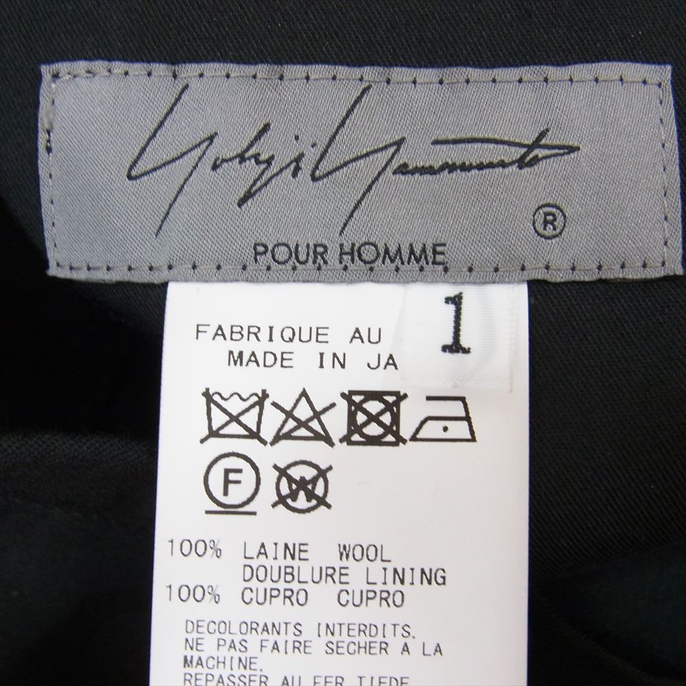 Yohji Yamamoto POUR HOMME ヨウジヤマモトプールオム 21SS HX-P34-100 シワギャバ ウールギャバジン 3本ステッチ太ヒモ パンツ ブラック系 1【中古】