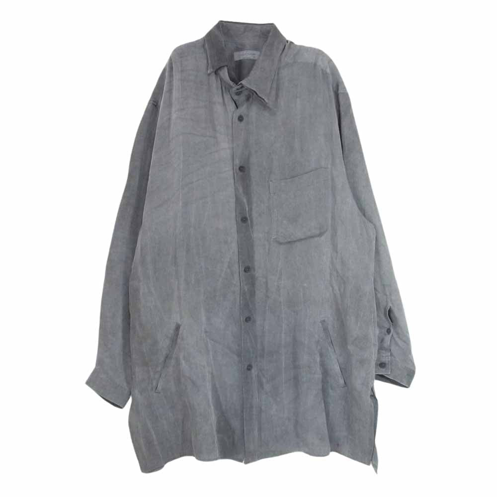Yohji Yamamoto POUR HOMME ヨウジヤマモトプールオム 23SS HZ-B62-216 アシンメトリー スペアカラー ブラウス ロングシャツ グレー系 4【中古】