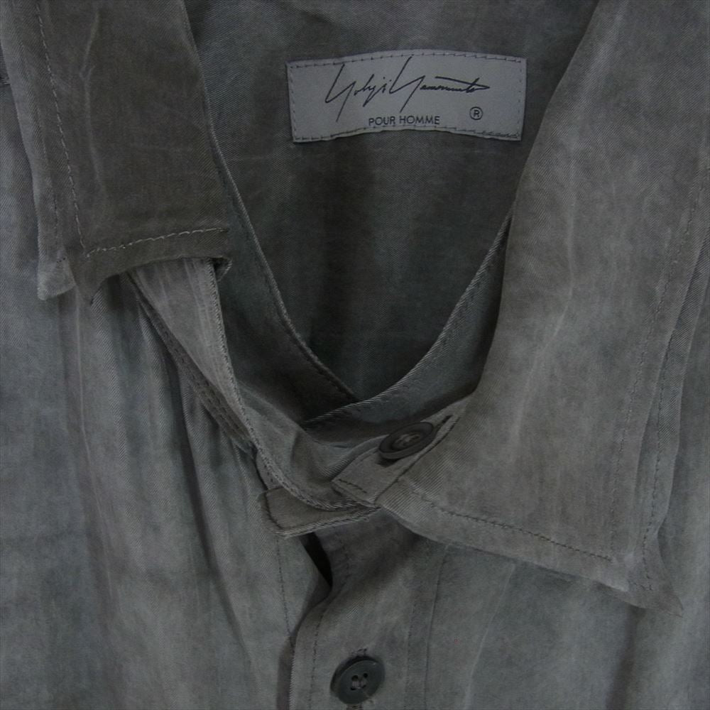 Yohji Yamamoto POUR HOMME ヨウジヤマモトプールオム 23SS HZ-B62-216 アシンメトリー スペアカラー ブラウス ロングシャツ グレー系 4【中古】