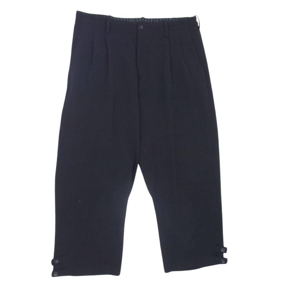 Yohji Yamamoto POUR HOMME ヨウジヤマモトプールオム 22AW HE-P47-527 裾2タブP ウール ワイド パンツ ブラック系 4【中古】