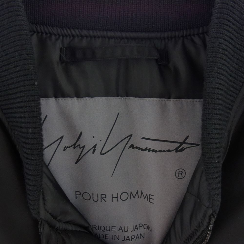 Yohji Yamamoto POUR HOMME ヨウジヤマモトプールオム 23SS NEIGHBORHOOD ネイバーフッド MA-1 バックロゴプリント ブルゾン ブラック系 L【中古】