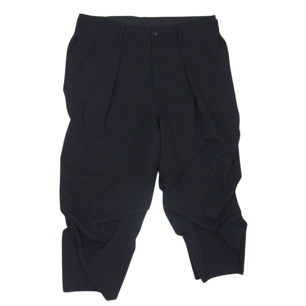 Yohji Yamamoto POUR HOMME ヨウジヤマモトプールオム 23SS HZ-P17-102 LOOK9 SUMMER TUXEDO S-TAPERED TUCK PANTS サマータキシード テーパード スラックスパンツ ブラック系 2【中古】