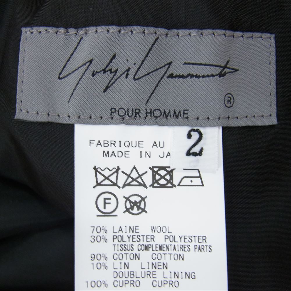 Yohji Yamamoto POUR HOMME ヨウジヤマモトプールオム 23SS HZ-P17-102 LOOK9 SUMMER TUXEDO S-TAPERED TUCK PANTS サマータキシード テーパード スラックスパンツ ブラック系 2【中古】