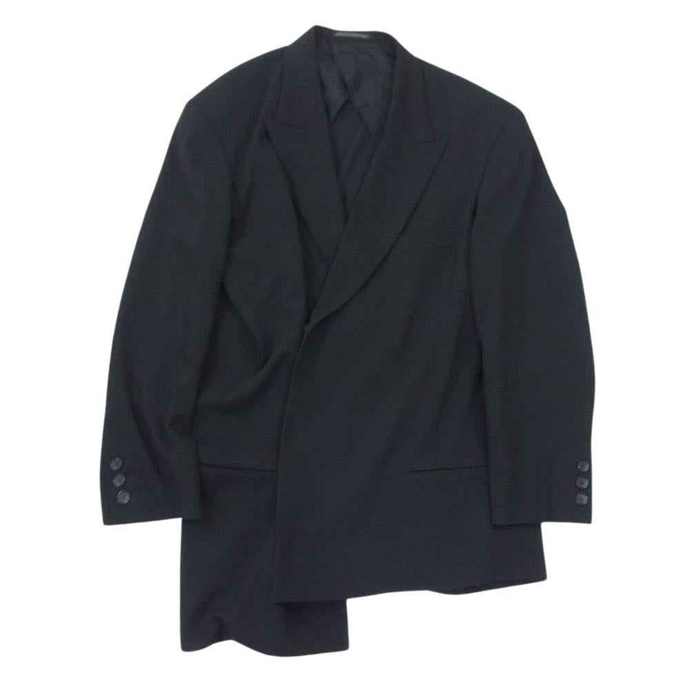 Yohji Yamamoto POUR HOMME ヨウジヤマモトプールオム 23SS HZ-J36-102 LOOK9 SUMMER TUXEDO W-DRAPING JK-B サマータキシード ウール ドレーピング ピークドラペル ジャケット ブラック系 3【中古】