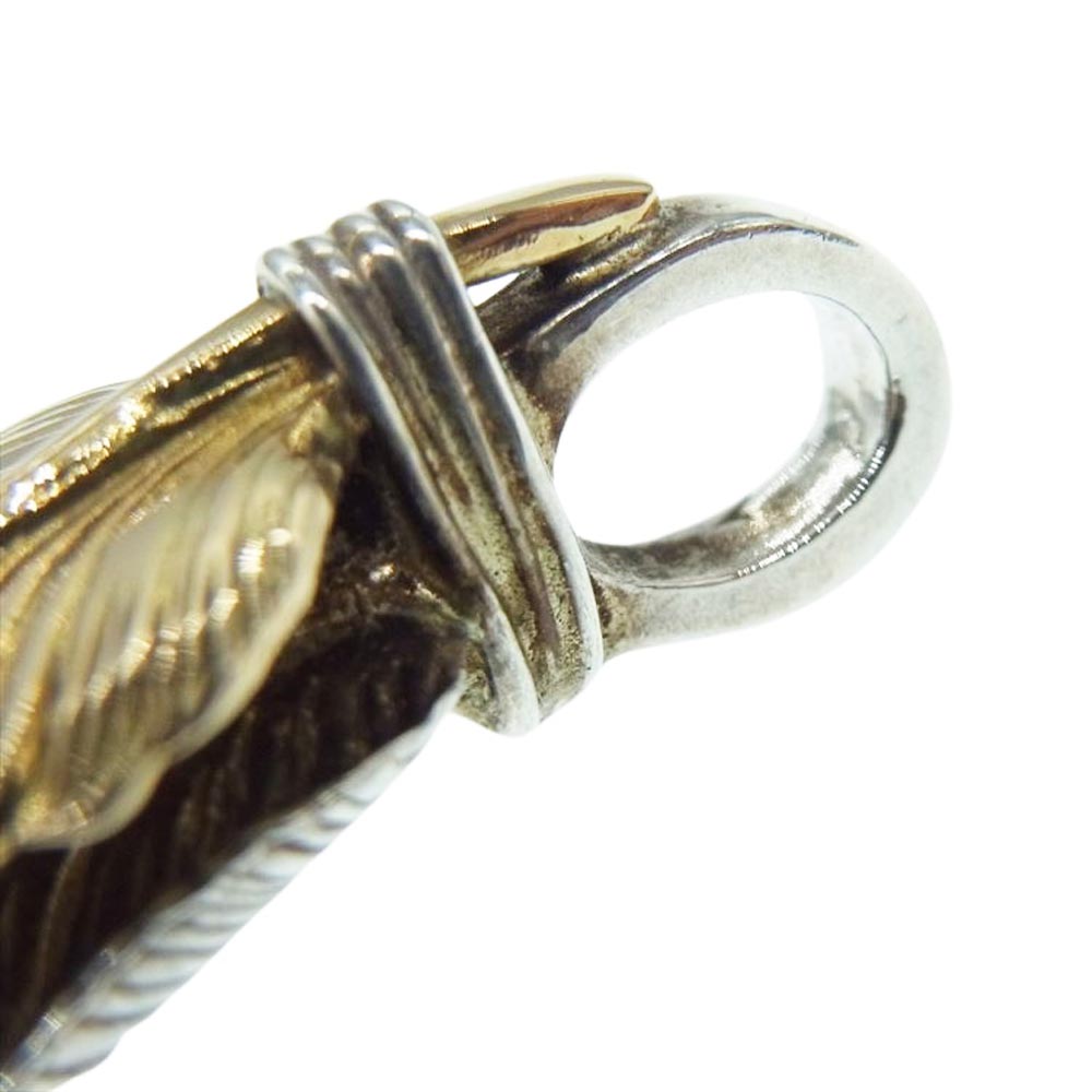 ARIZONA FREEDOM アリゾナフリーダム K18 上金  ハート フェザー 唐草 ペンダント トップ 50mm シルバー系 ゴールド系【中古】