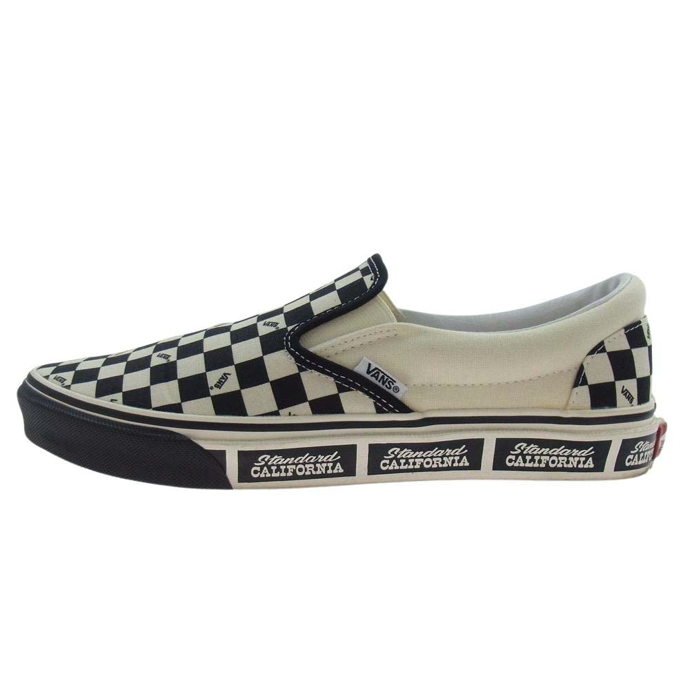 VANS バンズ × STANDARD CALIFORNIA スタンダード カルフォルニア SSSVB110 チェッカー SLIP ON スリッポン スニーカー ブラック系 ホワイト系 27.5cm【中古】