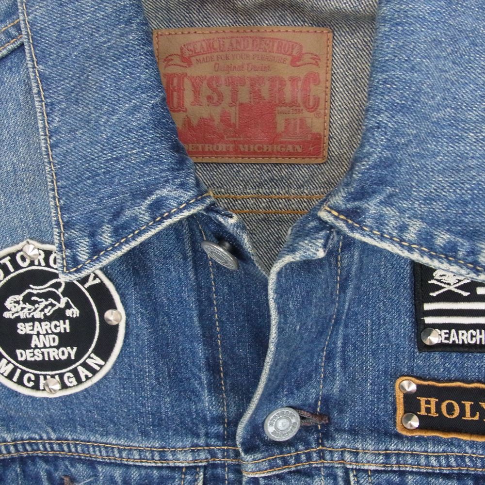 HYSTERIC GLAMOUR ヒステリックグラマー 0212AB01 SP加工 デニム ロッカーズ Gジャン トラッカー ジャケット インディゴブルー系 M【中古】