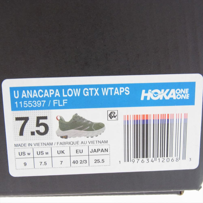 WTAPS ダブルタップス 241DZ43D-FW01S × HOKA ONE ONE ホカオネオネ Anacapa Low GTX アナカパ ロー ゴアテックス スニーカー グリーン カーキ系 グレー系 25.5cm【極上美品】【中古】