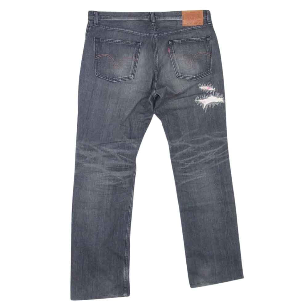 STUSSY ステューシー × LEVI'S リーバイス SS502 ダメージ加工 デニム パンツ ブラック系 38【中古】
