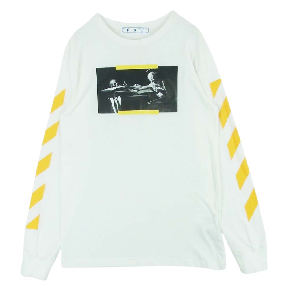 OFF-WHITE オフホワイト OMAB001F21JER0041084 アームダイアゴナルプリント スカルフォト 長袖 Tシャツ ロンT ホワイト系 M【中古】