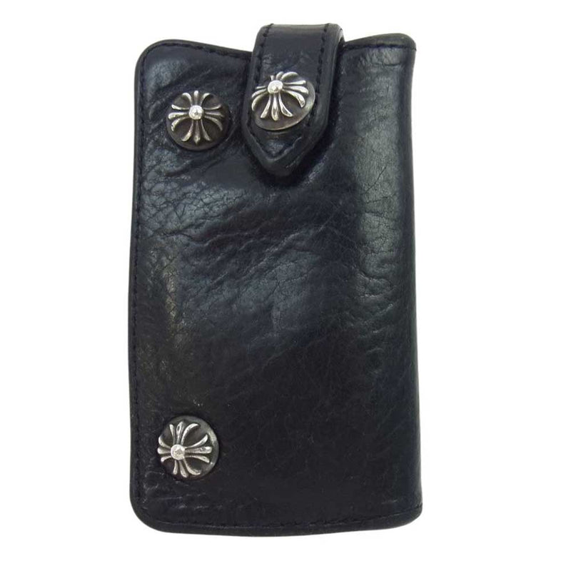 CHROME HEARTS クロムハーツ（原本無） KEY CASE クロスボールボタン レザー キーケース ブラック系【中古】