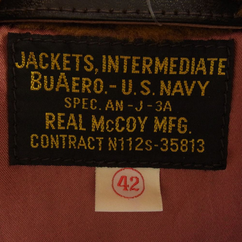 The REAL McCOY'S ザリアルマッコイズ MJ19103 TYPE AN-J-3A フライトジャケット ホースハイド 襟ファー ダークブラウン系 42【中古】