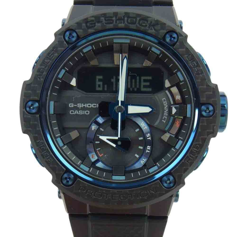 CASIO G-SHOCK カシオ ジーショック GST-B200 G-STEEL タフソーラー Bluetooth 20気圧防水 ソーラー駆動 腕時計 ブラック系 ブルー系【美品】【中古】