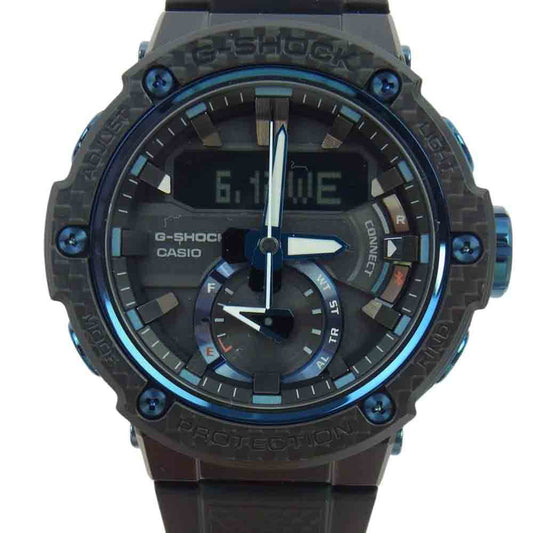 CASIO G-SHOCK カシオ ジーショック GST-B200 G-STEEL タフソーラー Bluetooth 20気圧防水 ソーラー駆動 腕時計 ブラック系 ブルー系【美品】【中古】