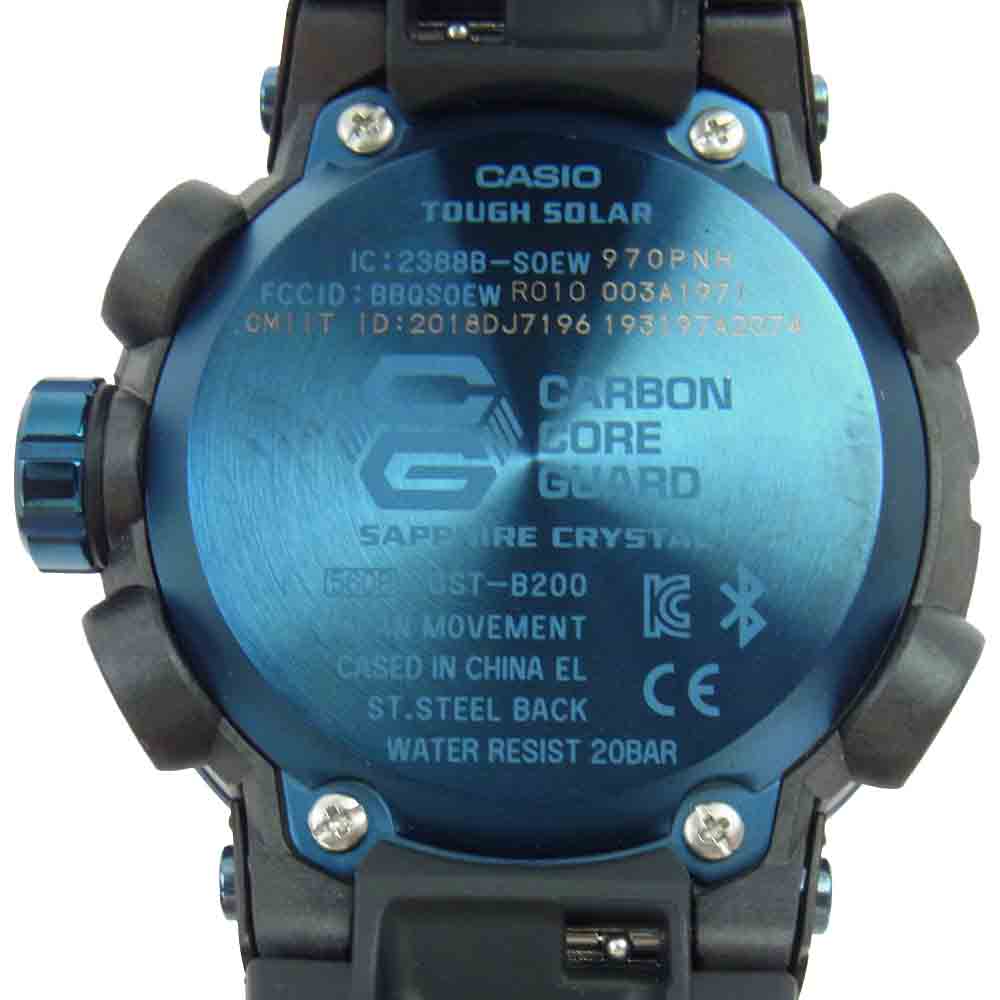 CASIO G-SHOCK カシオ ジーショック GST-B200 G-STEEL タフソーラー Bluetooth 20気圧防水 ソーラー駆動 腕時計 ブラック系 ブルー系【美品】【中古】