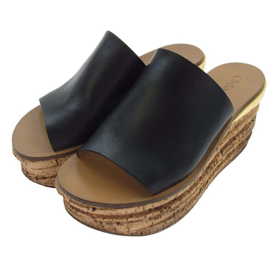 Chloe クロエ CH24561 レザー プラットフォーム ウェッジソール コルクソール 35【中古】