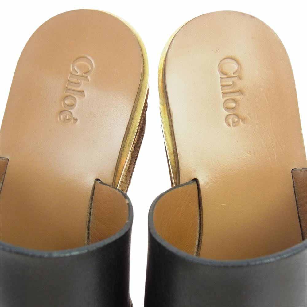 Chloe クロエ CH24561 レザー プラットフォーム ウェッジソール コルクソール 35【中古】