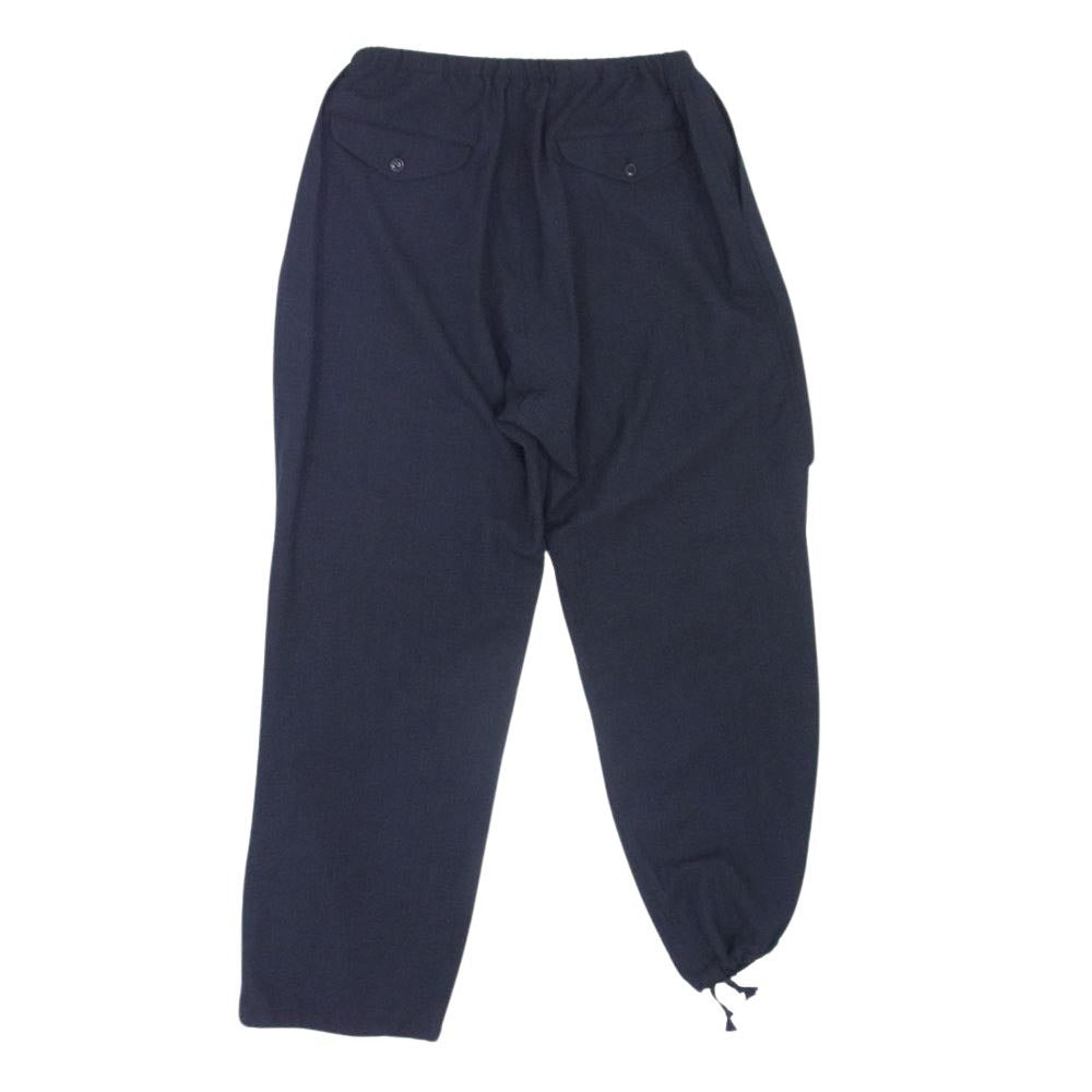 COMOLI コモリ 24SS Z01-03016 タグ付き ウール ストライプ 二ータック パンツ ネイビー系 2【新古品】【未使用】【中古】